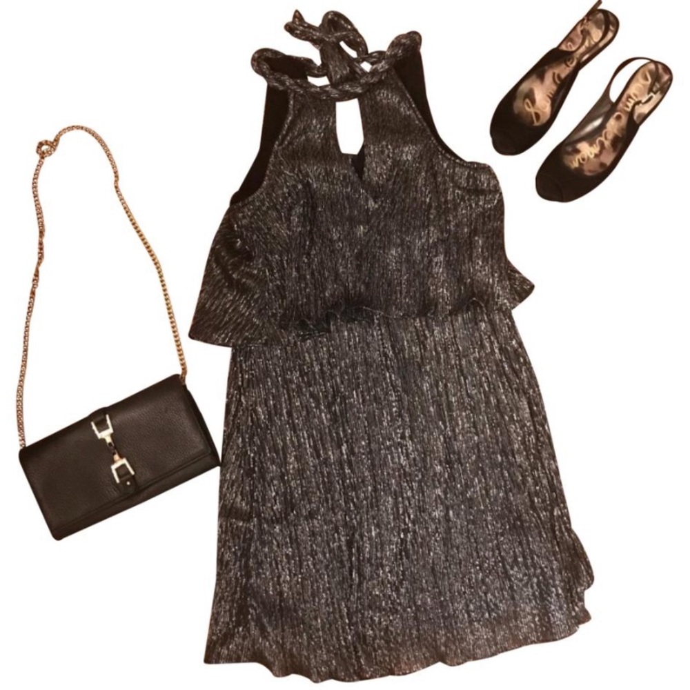 Ella Moss Womens Party Dress Metallic Braided